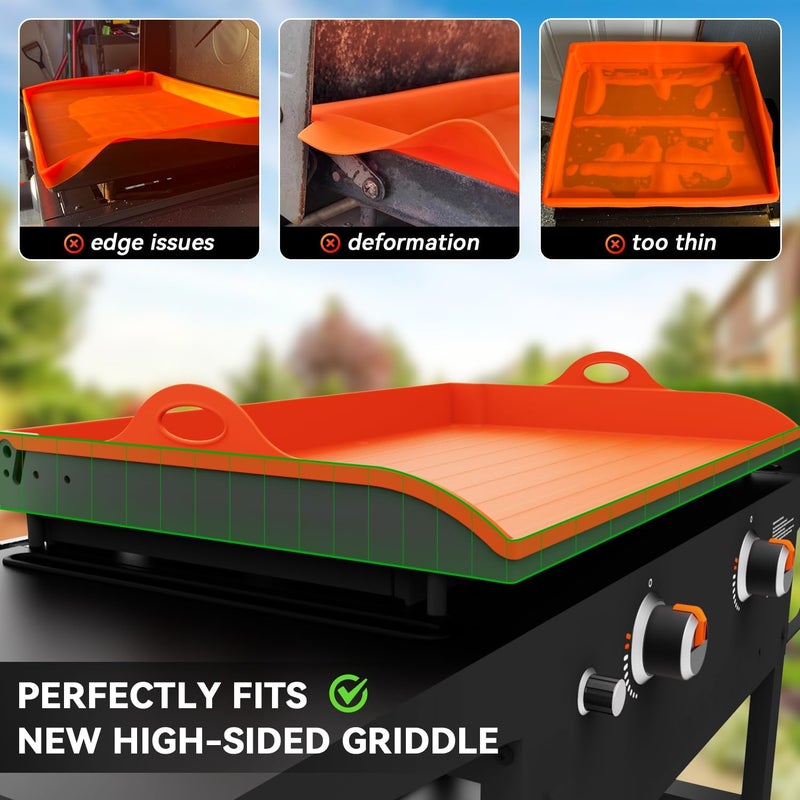 Protebox Magnetic Silicone Griddle Cover for Blackstone - 28 Inch Silicone Grill Mat Upgraded Heavy Duty Omnivore Griddle Top Cover for Blackstone Accessories, Protect Grill from Rust & Dirt (Orange 28 inch) - Image 2
